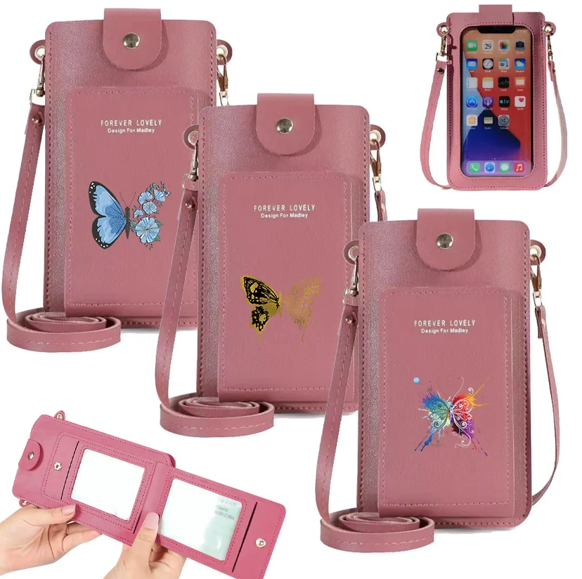 

Mobile Phone Touch Screen Phone Bag for Women Bag Coin Cute Purse Carrying Mobile Phones Butterfly Pattern Printing Series