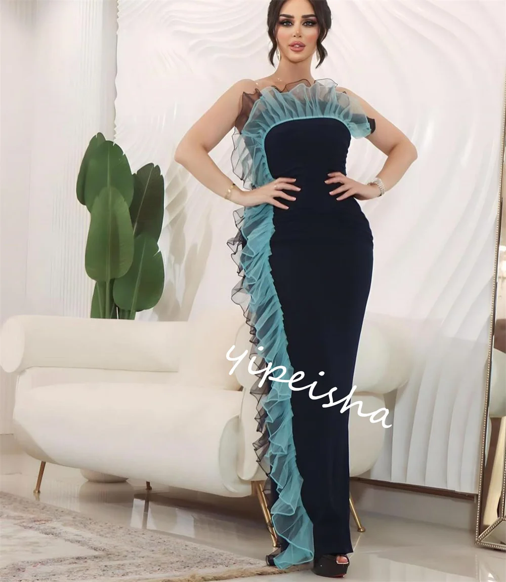 Customized  Jersey Pleat Party A-line Strapless Bespoke Occasion Gown Long es Saudi Arabia