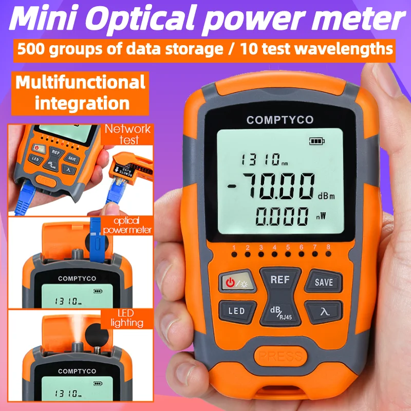 

AUA-M7 Mini Optical Power Meter -70 - +10dBm FTTH Fiber Optic Cable Tester SC/FC/ST 2.5mm interfacet OPM With Rj45 Network Test