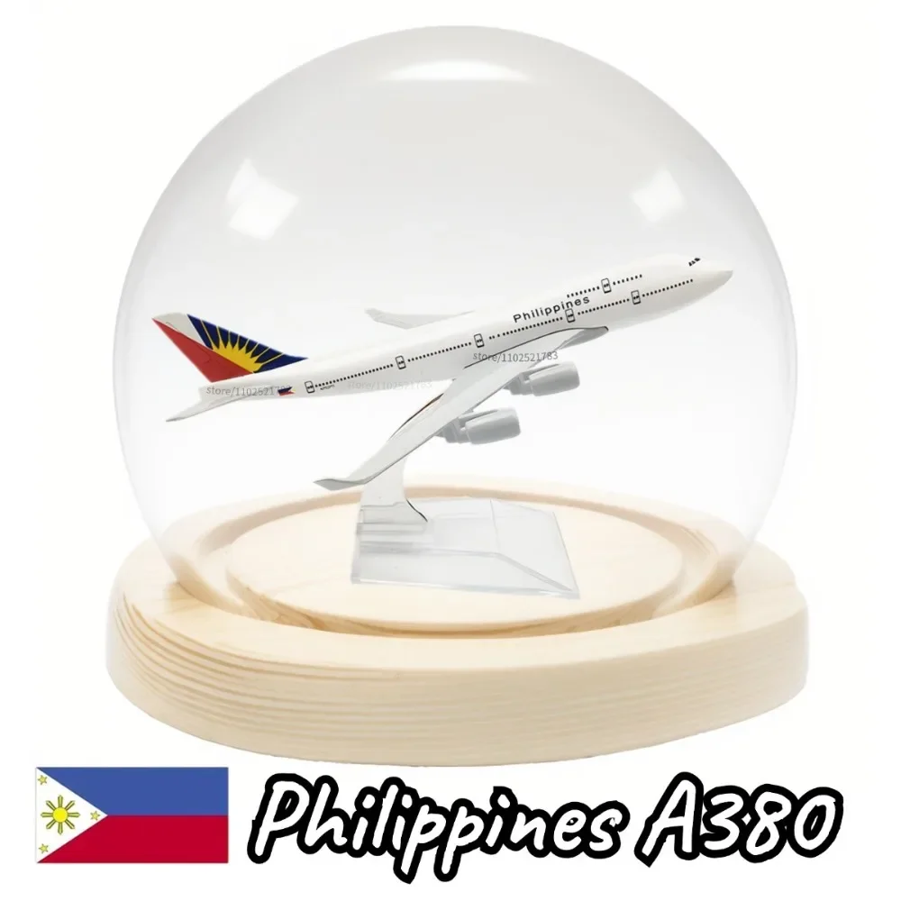 

Diecast Metal Aircraft Replica with Clear Glass Sphere Case, 1:400 Scale Aviation Plane Model Collectible Figure Miniature Toy
