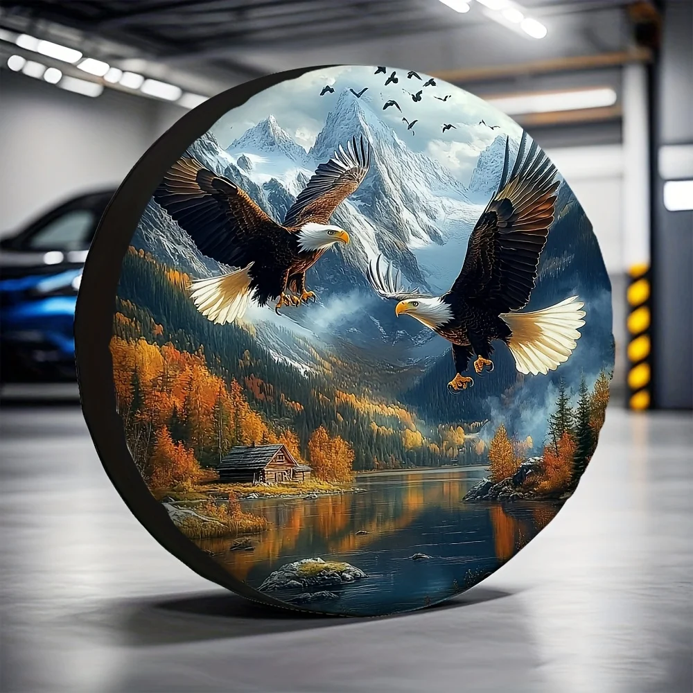 Majestic-Bald-Eagles-Mountain-Lake-Tire-Cover-Durable-Polyester-Waterproof-Spare-Wheel-Cover-for-Camping