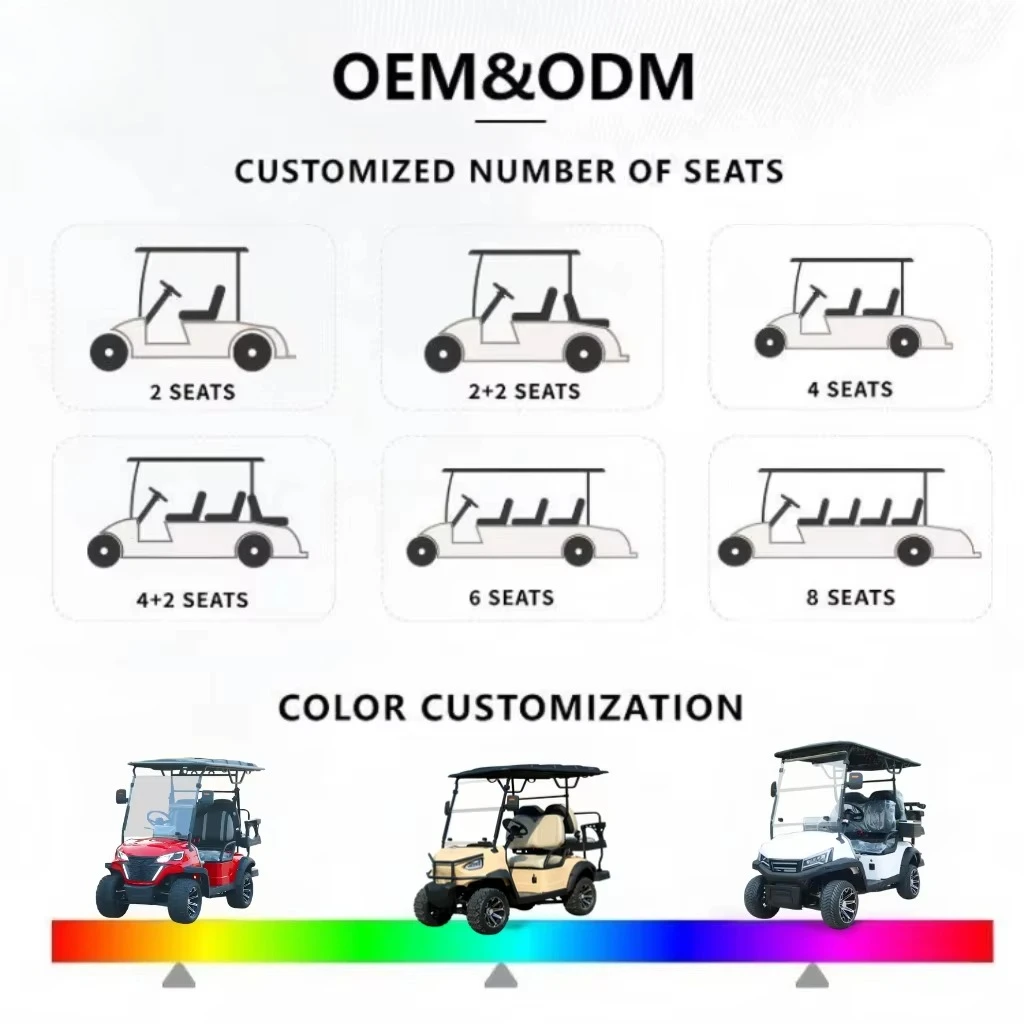 2026 Hot Offroad Hunting Cart Golf Buggy Lithium Battery Electric Car for 6 People Accept Customize
