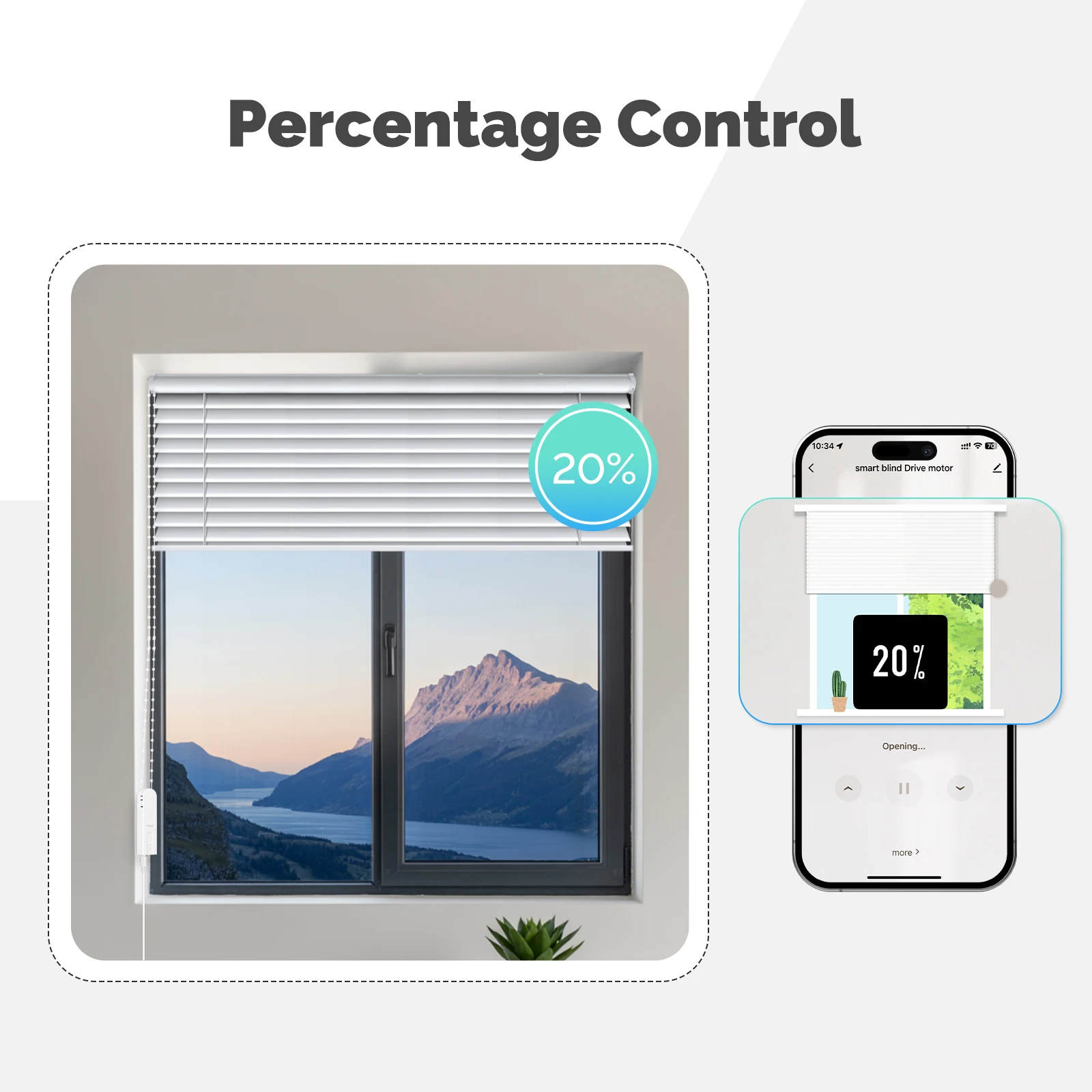 Percentage position control for a motorised roller blind