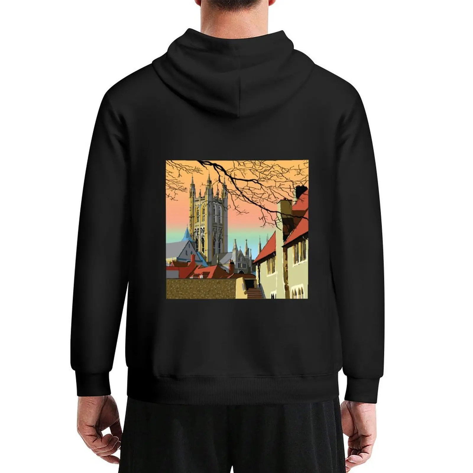 

Canterbury Cathedral, Church of England Kent UK Illustrated Gothic Hoodie men's winter sweater hoodie oversize