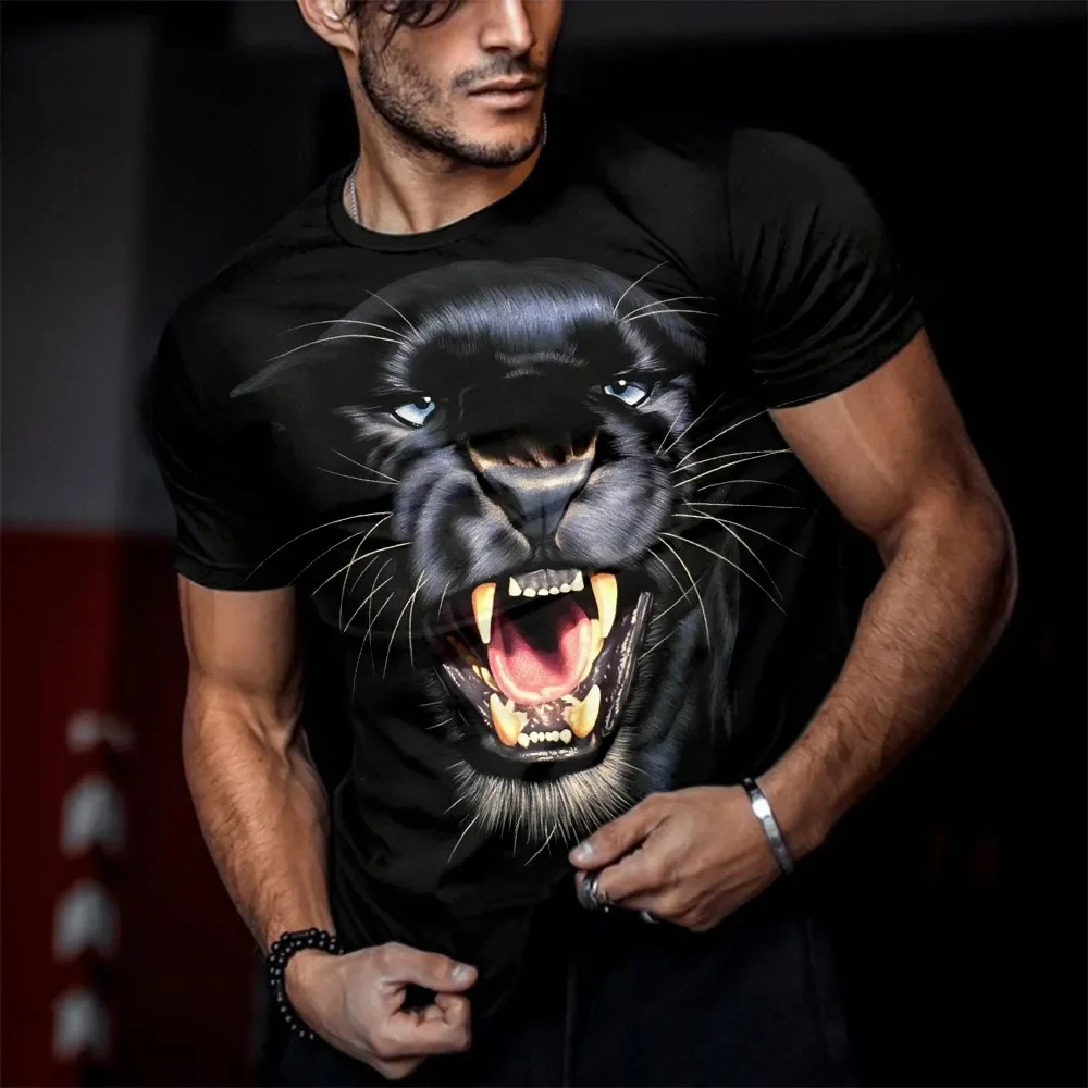 2023 New Baju T-shirt Fesyen Cetak Haiwan Tiger 3D Lelaki Dan Wanita Kasual O-neck Pakaian Lelaki Longgar Bernapas T-shirt Hip-h