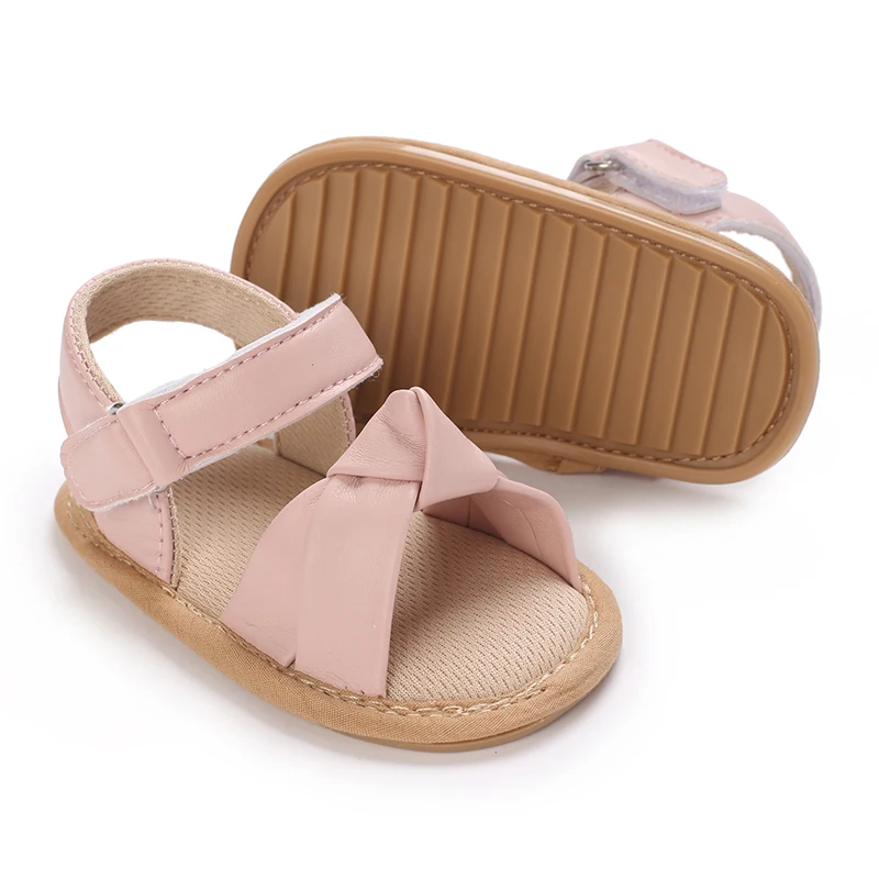 0-1Year Infant Baby Girl Boy Sandals Comfort Premium Summer Outdoor Casual Beach Shoes with Flower Bowknot Anti Slip Rubber Sole