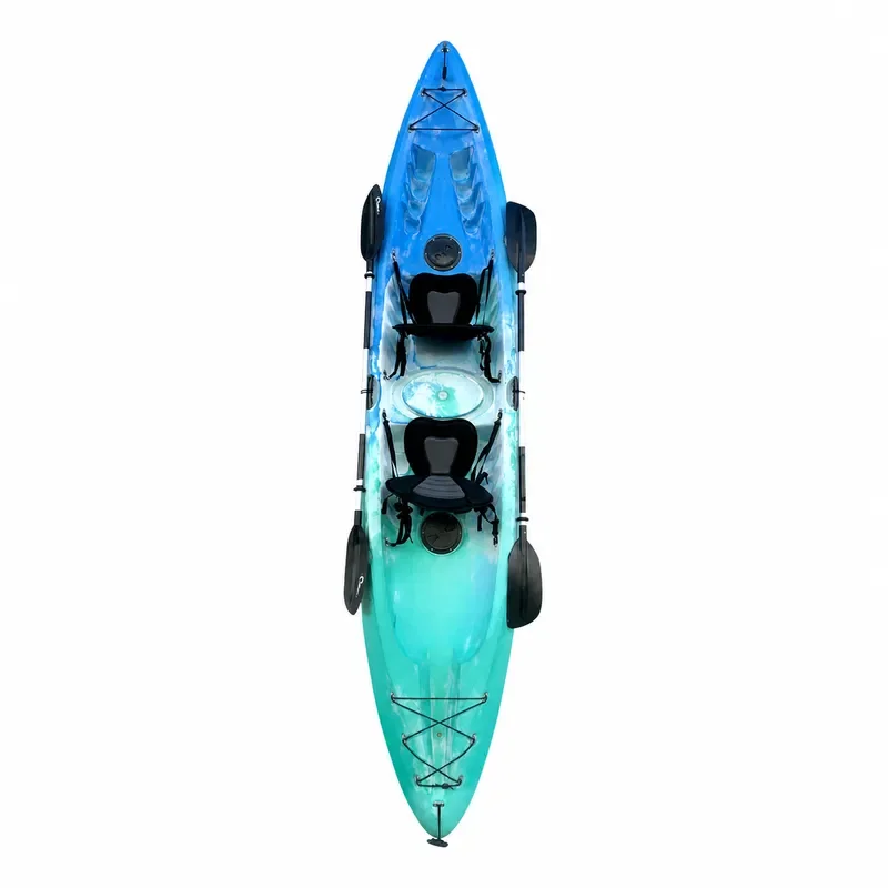 TOLEE Seated Double Kayak Inflatable Fishing Boat for Two Persons Portable Outdoor Water Sports Canoe with Paddles