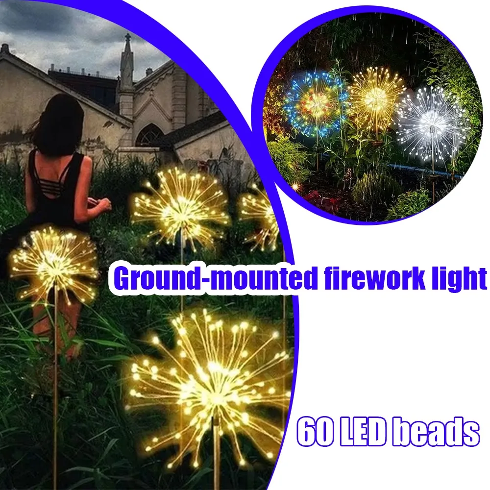 

Holiday Decoration Solar Fireworks Light Waterproof Outdoor Garden Lighting For Patio Lawn Landscape Party Decor Design 1 Pcs