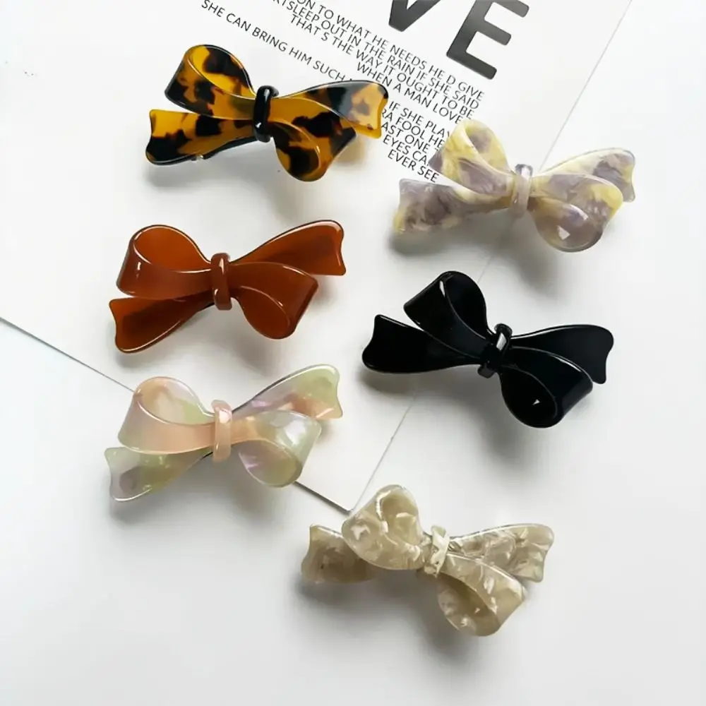 1PC Sweet 3D Acetic Acid Butterfly Knot One-word Hair Clip Bowknot Colorful Duckbill Clip For Women Girl Hair Accessories