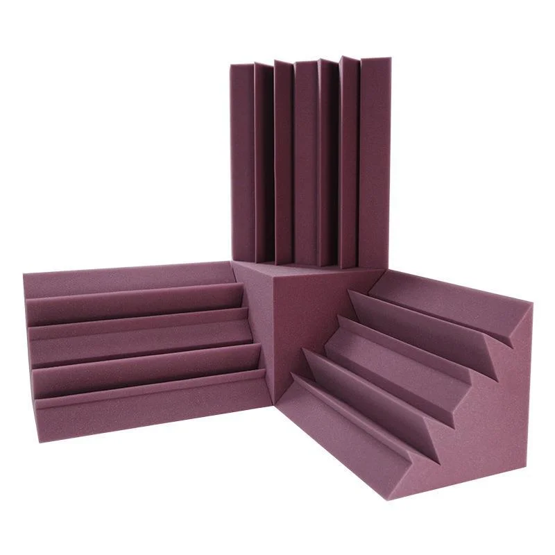 4Pcs Acoustic Foam 3Pcs12x12x24cmTriangle Bass Traps + 1Pc 15x15x15cm Cubes Sound Insulation Foam High Density Corner Unit