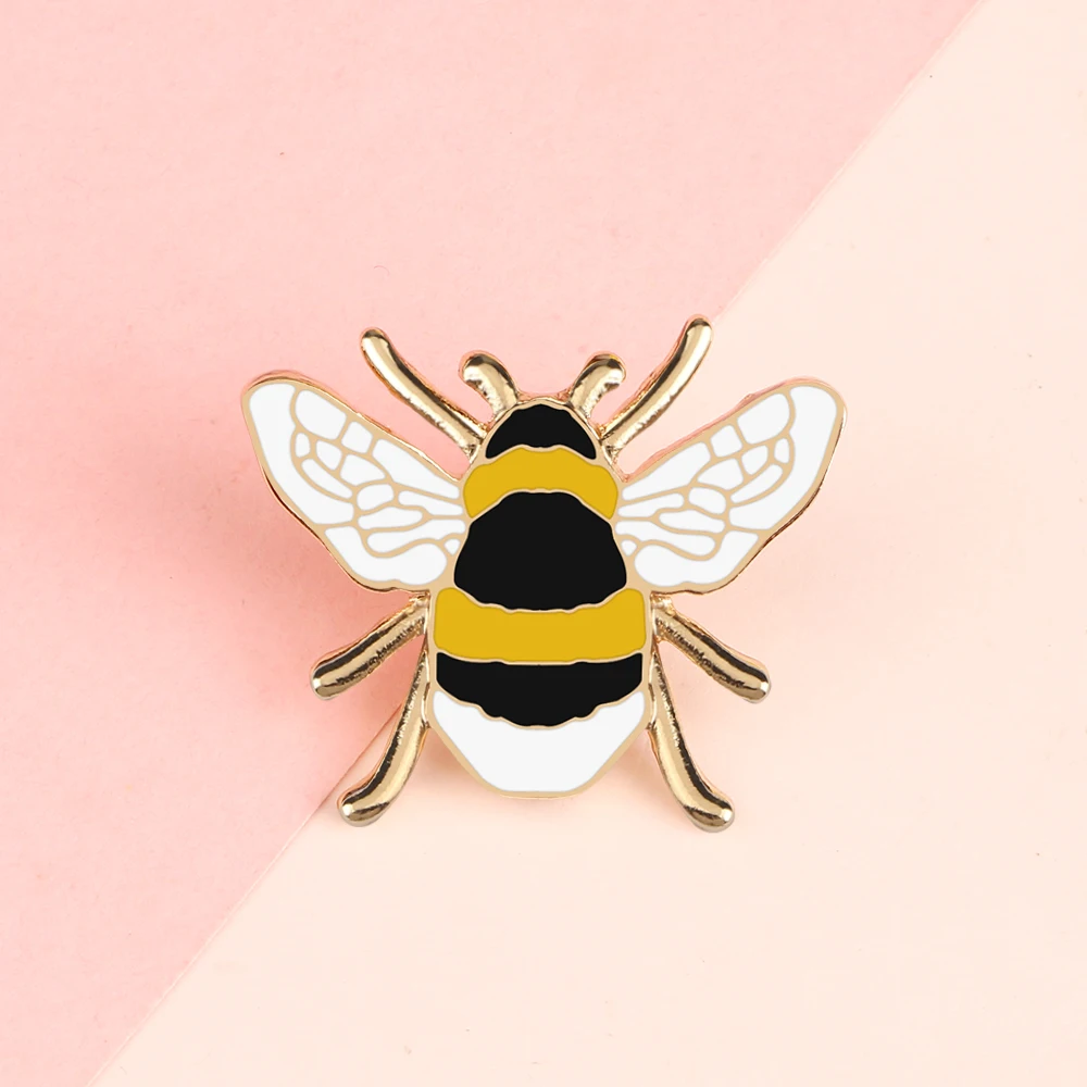 Cartoon Design Insect Brooch Cute Little Bee Metal Lapel Pins Girls Kids Enamel Pin Shirt Backpack Custom Badge Accessories Gift image 5