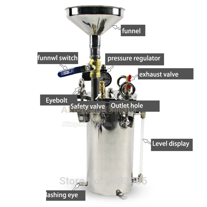 5L Stainless Steel glue dispensing Pressure Tank Barrel Bracket with Liquid Level