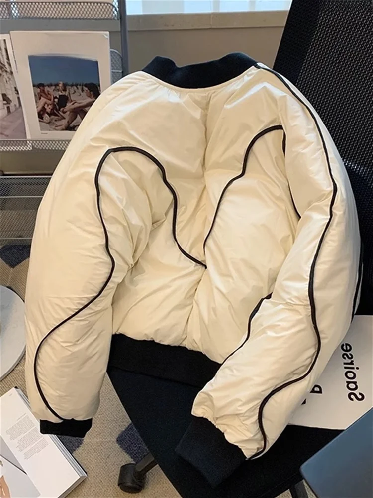 Casaco de Algodão com Gola Alta e Design Coreano para Homens e Mulheres, Quente para Outono e Inverno