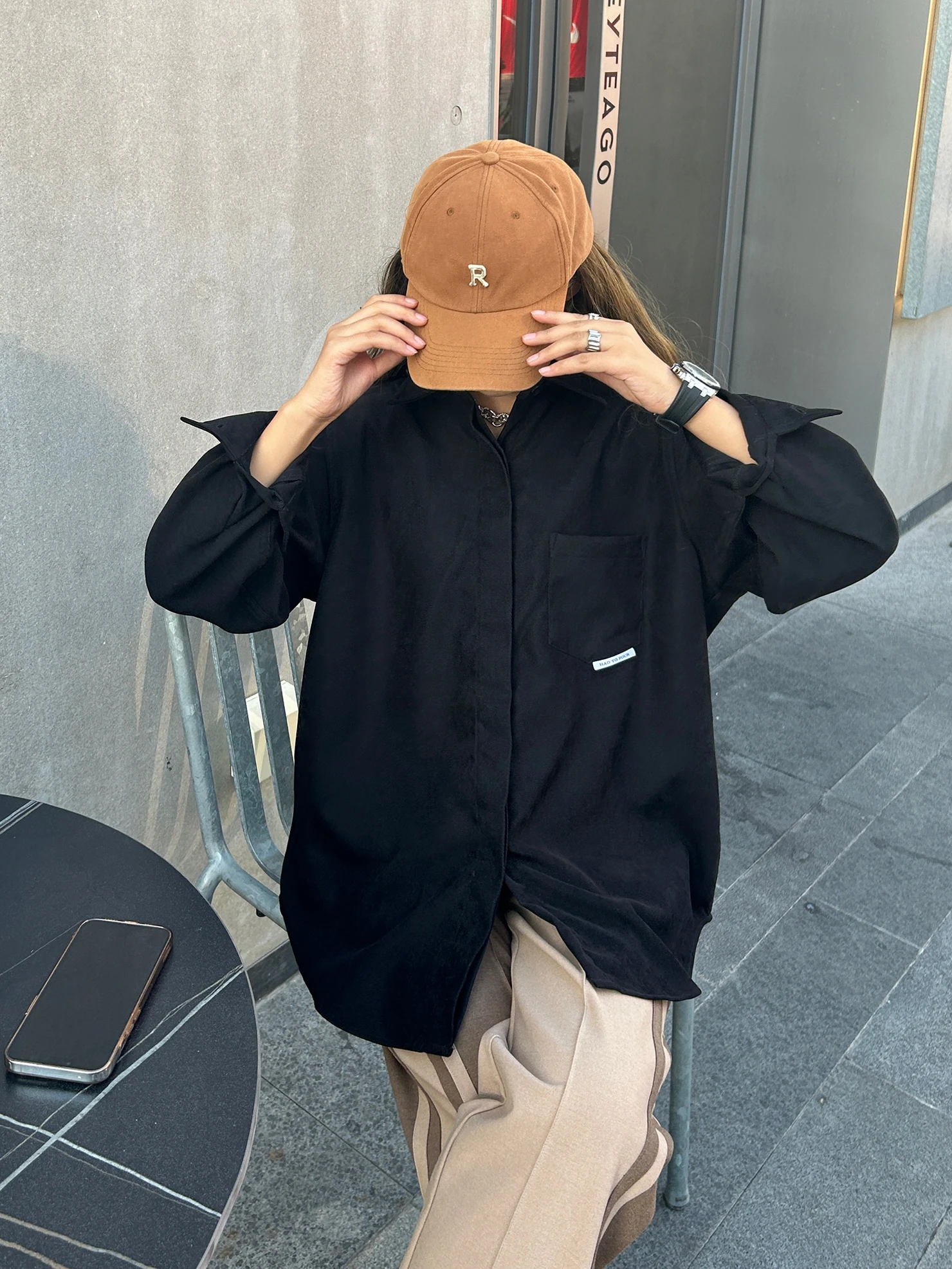 

HADTOFOUR Свободная вельветовая длинная рубашка-свитер для женщин, модная корейская осенняя новинка, базовая одежда для прогулок