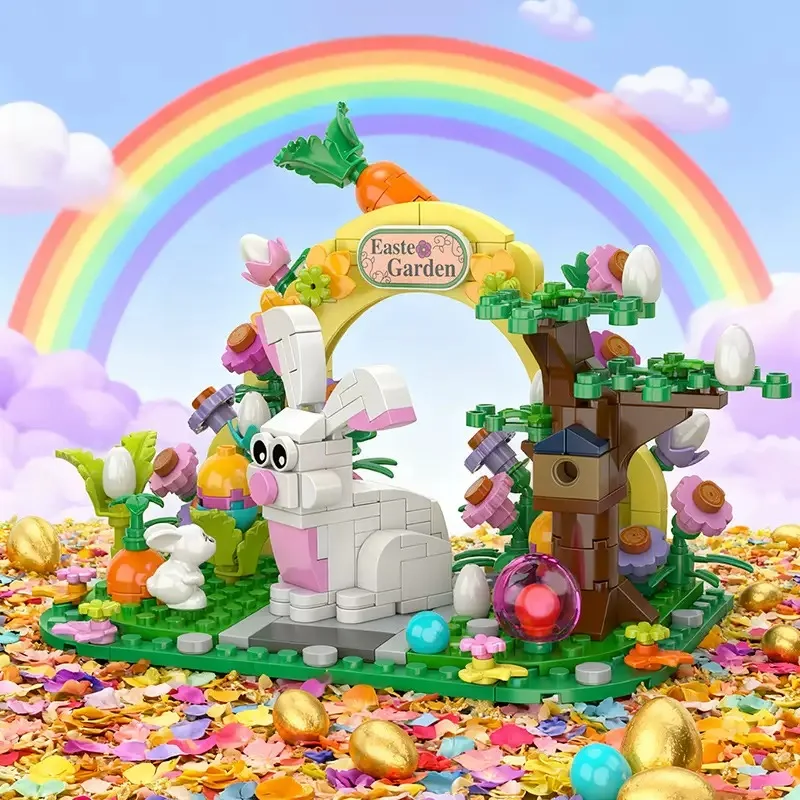 

Набор строительных блоков «Пасхальный садовый кролик с яйцом», модель MOC, развивающая игрушка-конструктор для детей, коллекционный сувенир, подарок на День рождения/Пасху