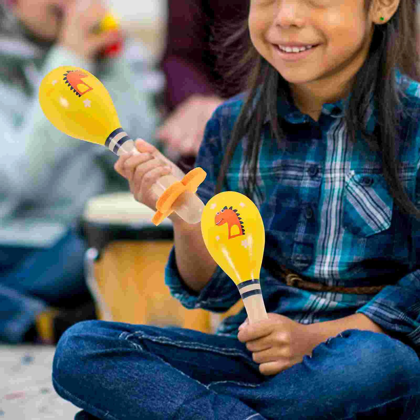 Music Toys Kids Maracas Bee Yellow Wooden Percussion Baby Toddler Musical Instruments