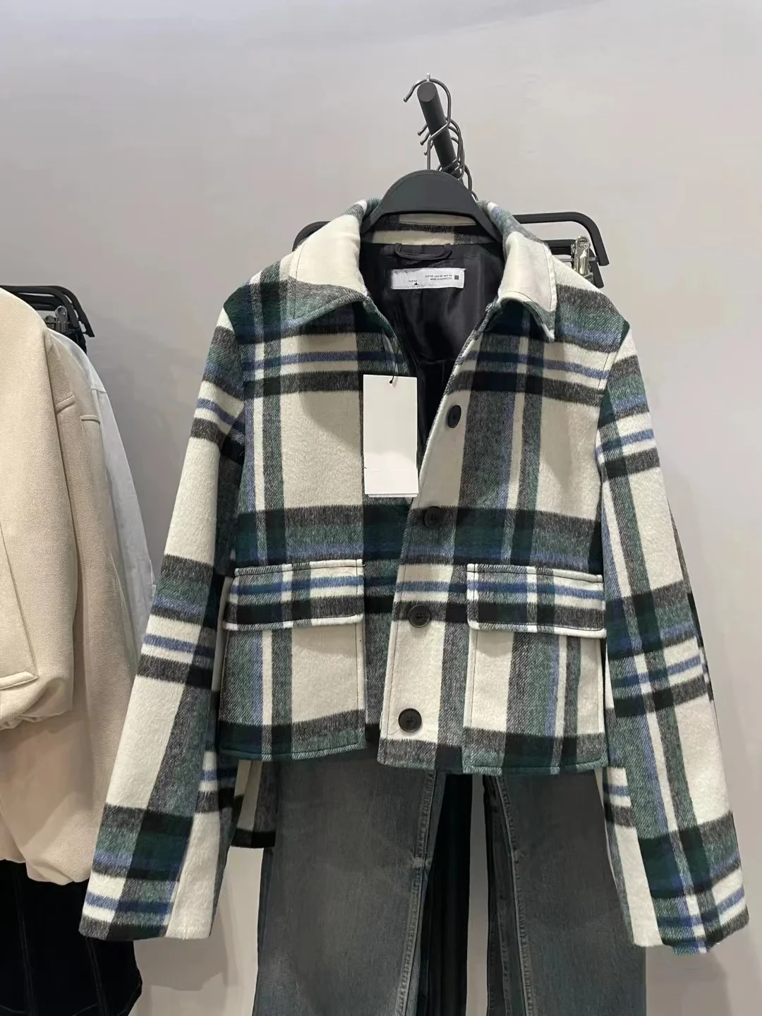 Automne hiver ort Plaid laine Jaet femmes Faion Patch ket décoré manteau nouveauté 2025 printemps Collection