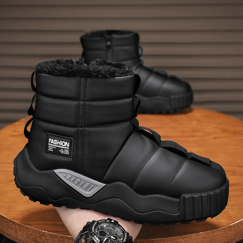 

Winter New High Top Warm Cotton Shoes Fashionable Snow Boots Thick Sole Waterproof Men's Boots