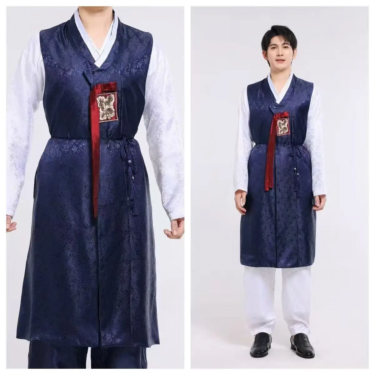 2026 New Men's Hanbok Traditional Korean Long Robe Clothes Festive Carnival Stage Performance Suits Wedding Groom Uniforms Male