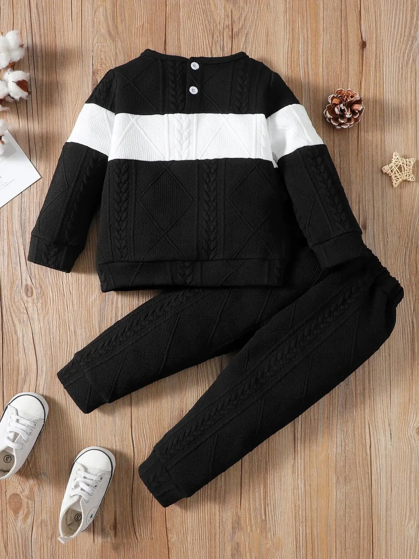 2PCS Kids Boy Clothes Set Long Sleeves Color Block Hoodies+Pants Autumn&Winter Sport Daily Clothing For Children Boy 1-6 Years