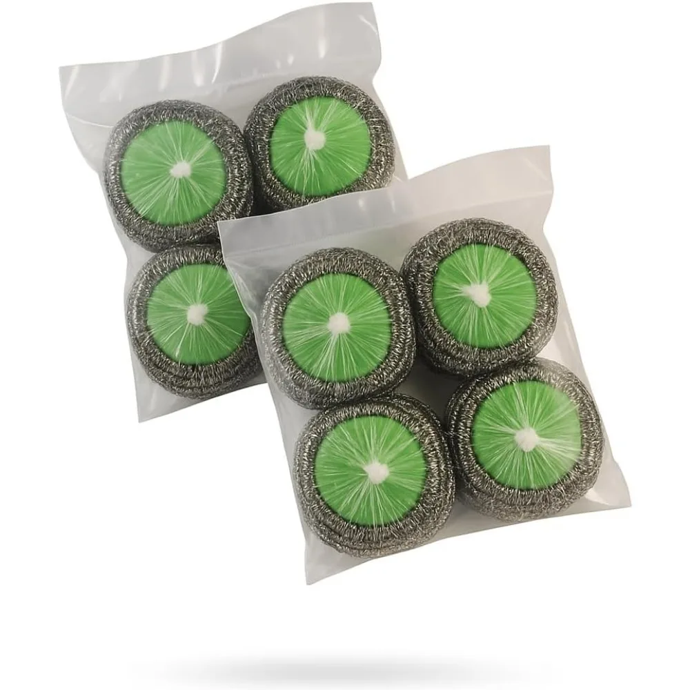 

Скрубберы из 8 кольцевых королевских чистых нержавеющих стали с оберточной губкой - сверхпрочные подушечки для чистки кухни