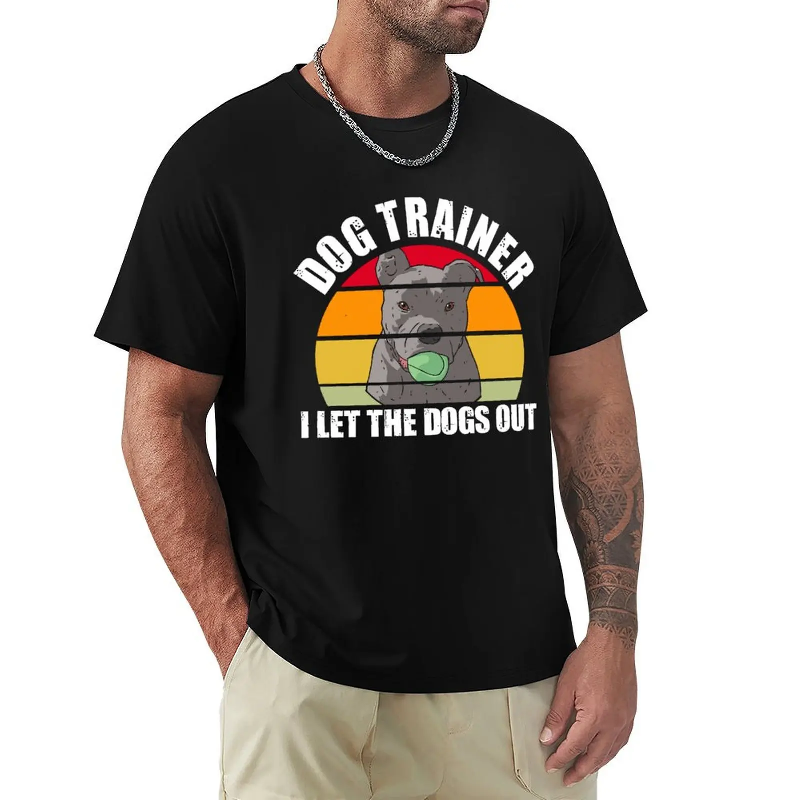 Vintage Dog Trainer Dogs Training Animal Teaching Behavior T-Shirt Dry Fit Athletic Short Sleeve Shirt