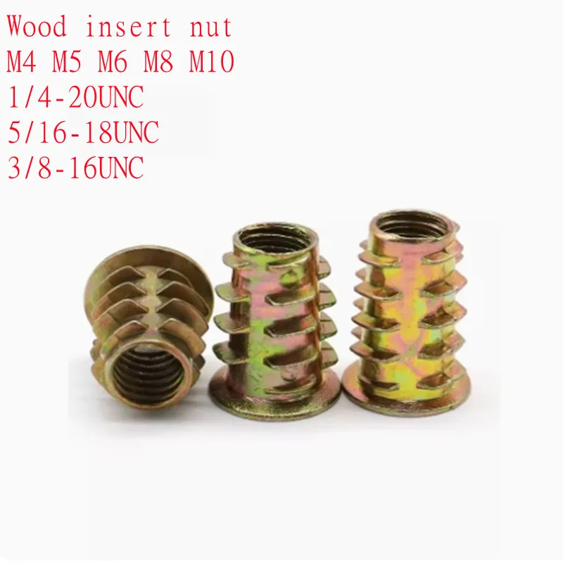 1/4 3/8 5/16 M4 M5 M6 M8 Furniture Nut Zinc Alloy Hex Drive Insert Nuts Woodworking Wood Insertnut for Table Desk Chair Bed