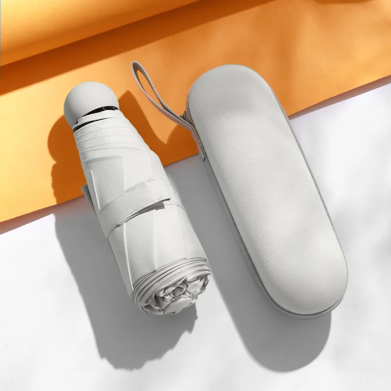 Mini Travel Umbrella with Box, Lightweight Portable Manual Opening
