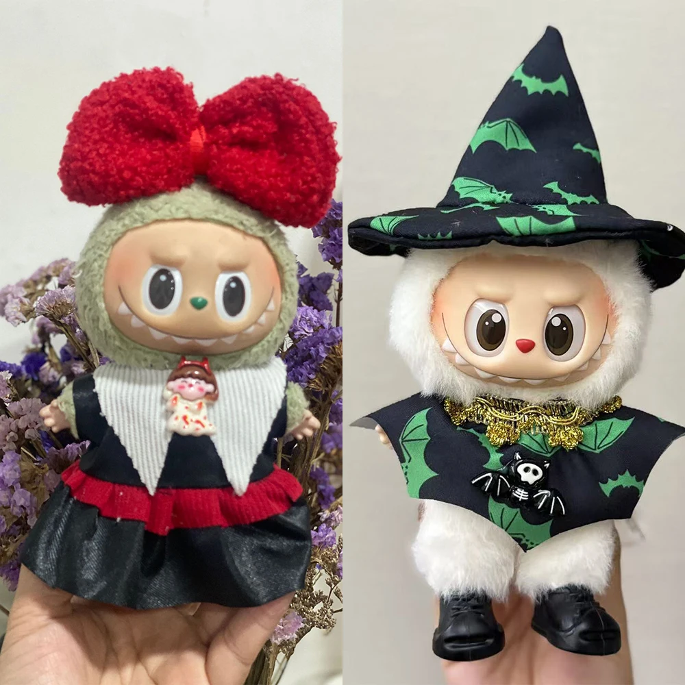 فقط الملابس ل Labubu هالوين السحرية الساحرة دمية زي الدائمة الموقف 17 سنتيمتر دمية الفينيل تغيير إكسسوارات دمي هدية #6