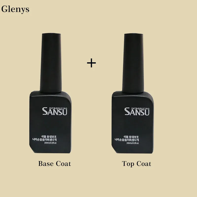 Glenys 10pcs Sansu Top Base Coat Gel Nail Polish Set Semi Permanent Primer For Nail art Matt Top Coat Base coat Nail Gel Polish