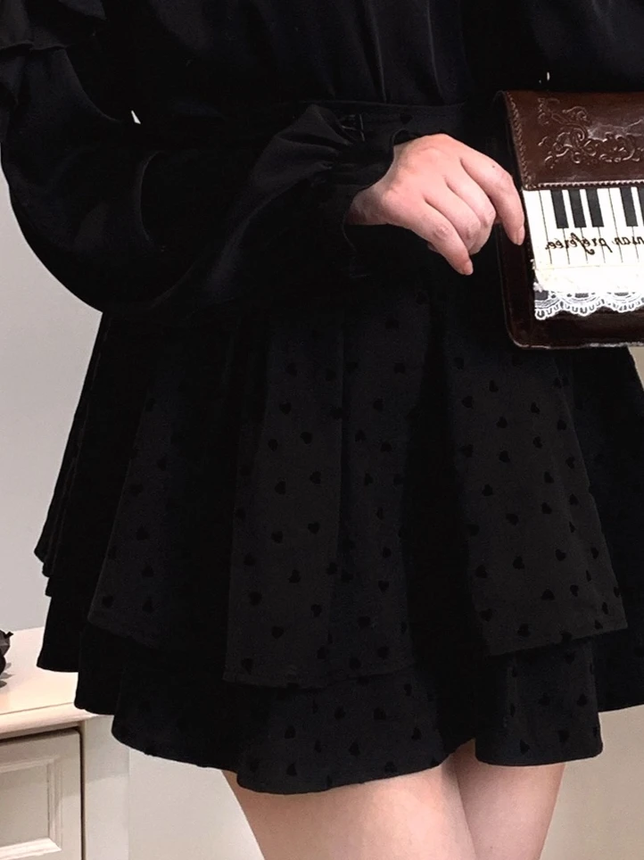 

Original Japanese Sweet Cute Polka Dot Print Bow Double Layer Skirt Women College Style Hot Girl High Waist Slimming Mini Skirt