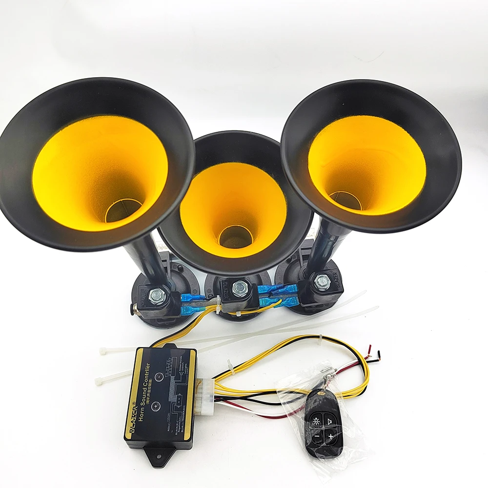 12V/24V For Truck Bus 3 Pipe Musical Air Horn 16 Melodies 130dB With Turbo Controller