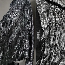 Textured Pleated Fabric Silver Black Creative Reconstruction Designer Wholesale Cloth for Diy Sewing Material