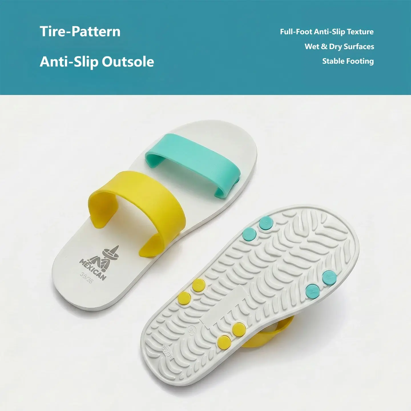 Summer Men Fashion Dual‑Color Two‑Strap Slides Tire‑Grip Anti‑Slip Sole Lightweight Casual Pool Home Beach Slipper Shoes