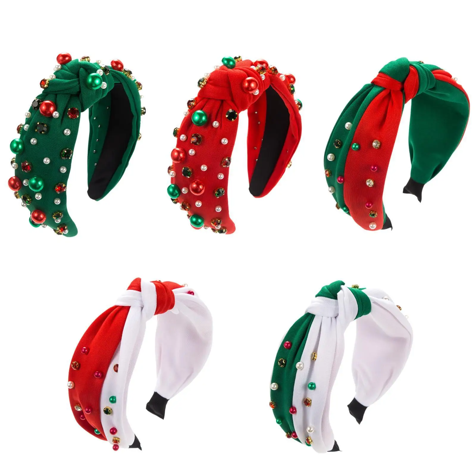 Gorros de Navidad elegantes, rojo, verde, festivo, trajes anchos, foto, vacaciones, diadema navideña para mujeres, adultos y niñas