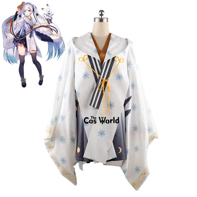 2018 Miku Princess Snow Kimono Dress Outfit Anime Customize Cosplay Costumes