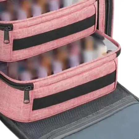 Nail Polish Bag with 4 Removable Transparent Pouches Designed for Efficient Sorting of Nail Lacquers and Related Supplies