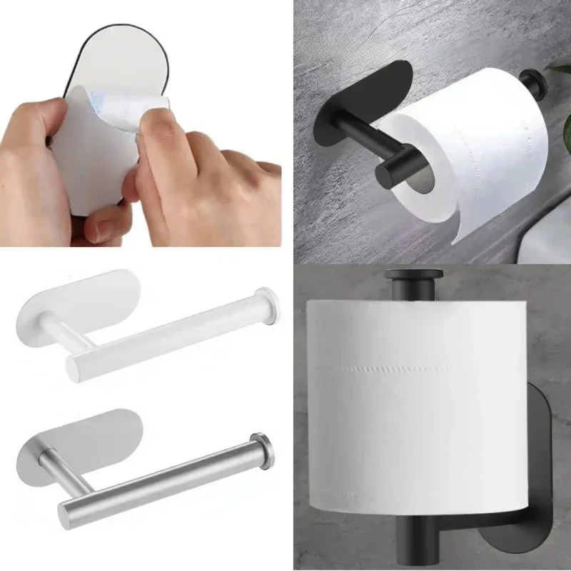 Practical Convenient Bathroom Accessories Kitchen Toilet Tissue Holder Back Adhesive Tape Roll Paper Storage Rack Tool