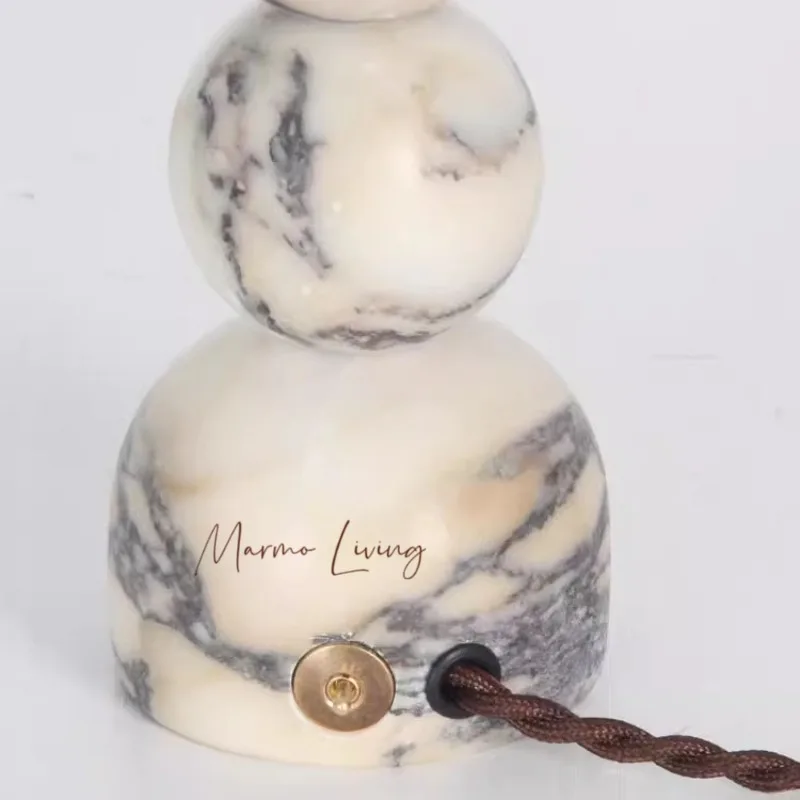 Medieval Awest Wind Natural Marble Table Lamp Designer Model Room Study Bedroom Bedside Woven Grass Rattan Table Lamp