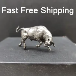 Solid Pure Copper Ornament Bullish Lucky Cow 6cm Bull Wall Street Mascot Home Decor Desktop Crafts Sculpture Decoration