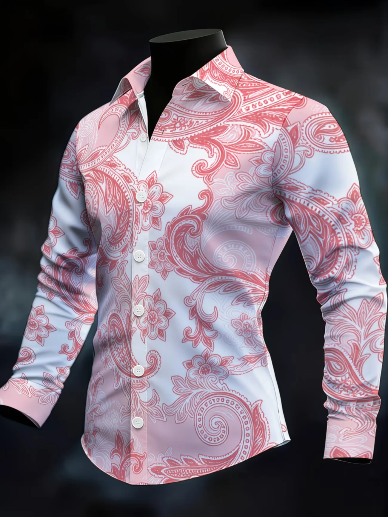 New men's fashionable luxury long sleeved shirt with high-definition 3D star print shirt and sunset pattern top