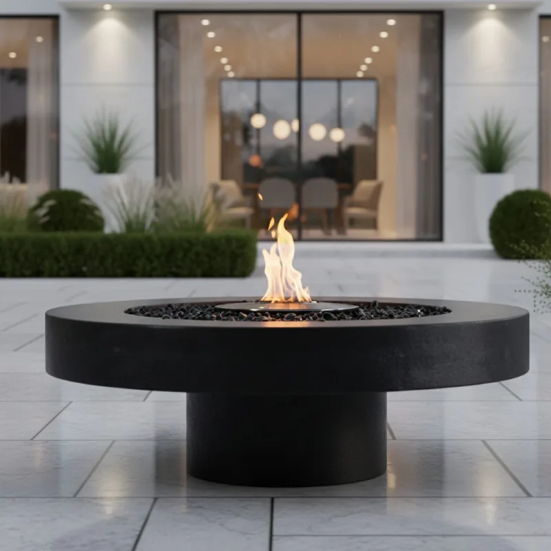 Wall-mounted Inclined Column Alcohol Type Fireplaces for Villas Hotels Customizable Indoor Floating Stove Carbon Steel Black