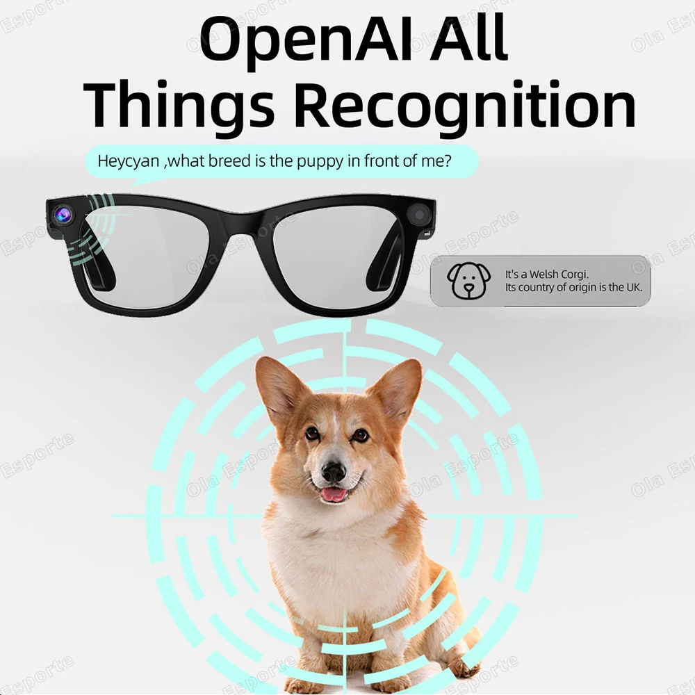 الذكية AI نظارات بلوتوث HD 800W بكسل اطلاق النار كاميرا مقاومة للماء صور فيديو مكالمة صوتية الترجمة نظارات التعرف الذكية #5