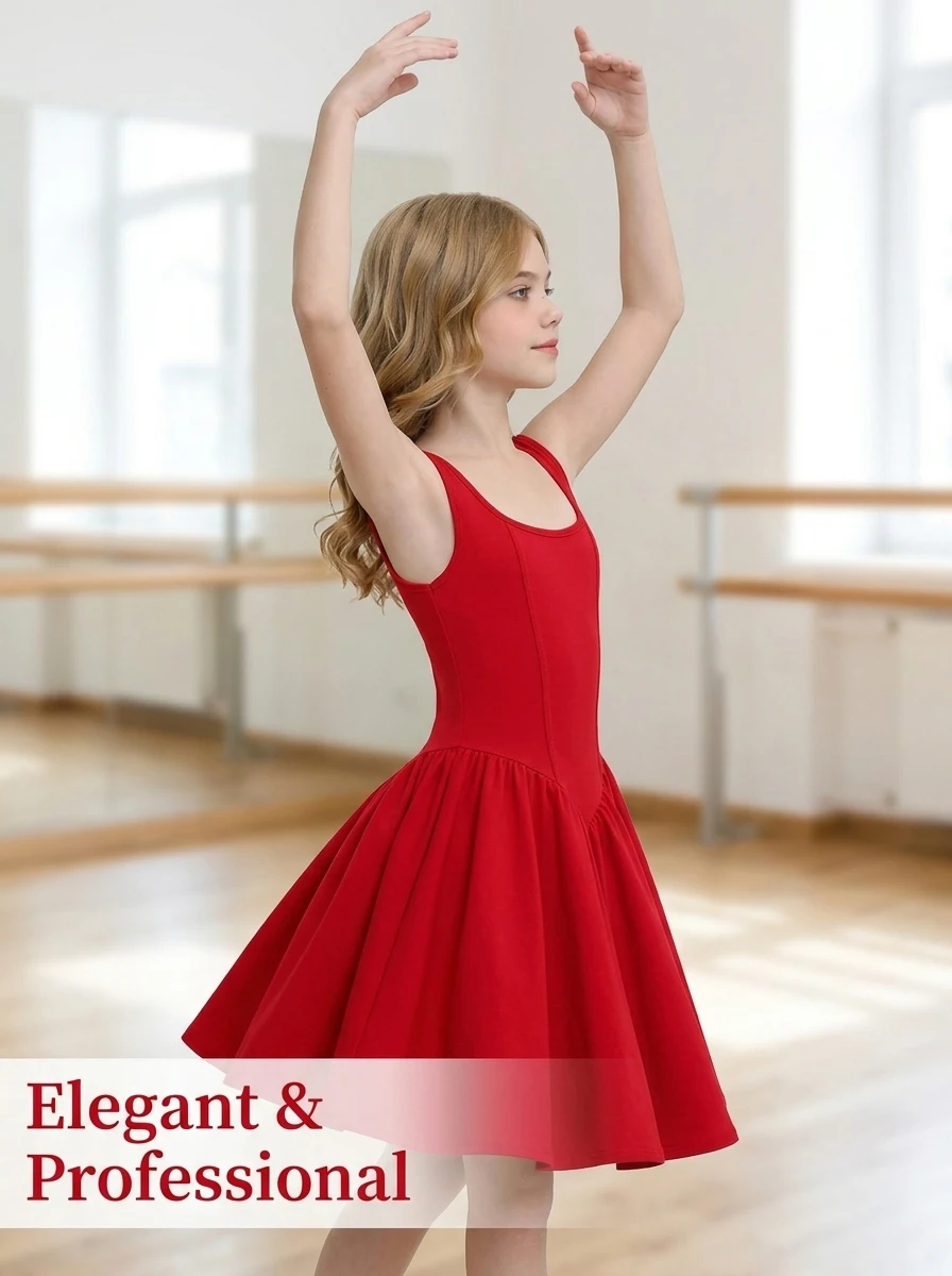 Sommerkleid für Mädchen von 7–14 Jahren, quadratischer Ausschnitt, breiter Träger, rot, dehnbar, tailliert, plissiert, A-Linie, knielang, für Tanz, Party, Alltag, Schule – Detail 4