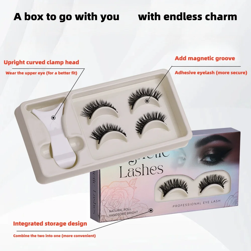 GIOIO Juego de pestañas postizas magnéticas naturales con volumen de pestañas magnéticas 3D, pestañas rizadas con pinzas magnéticas