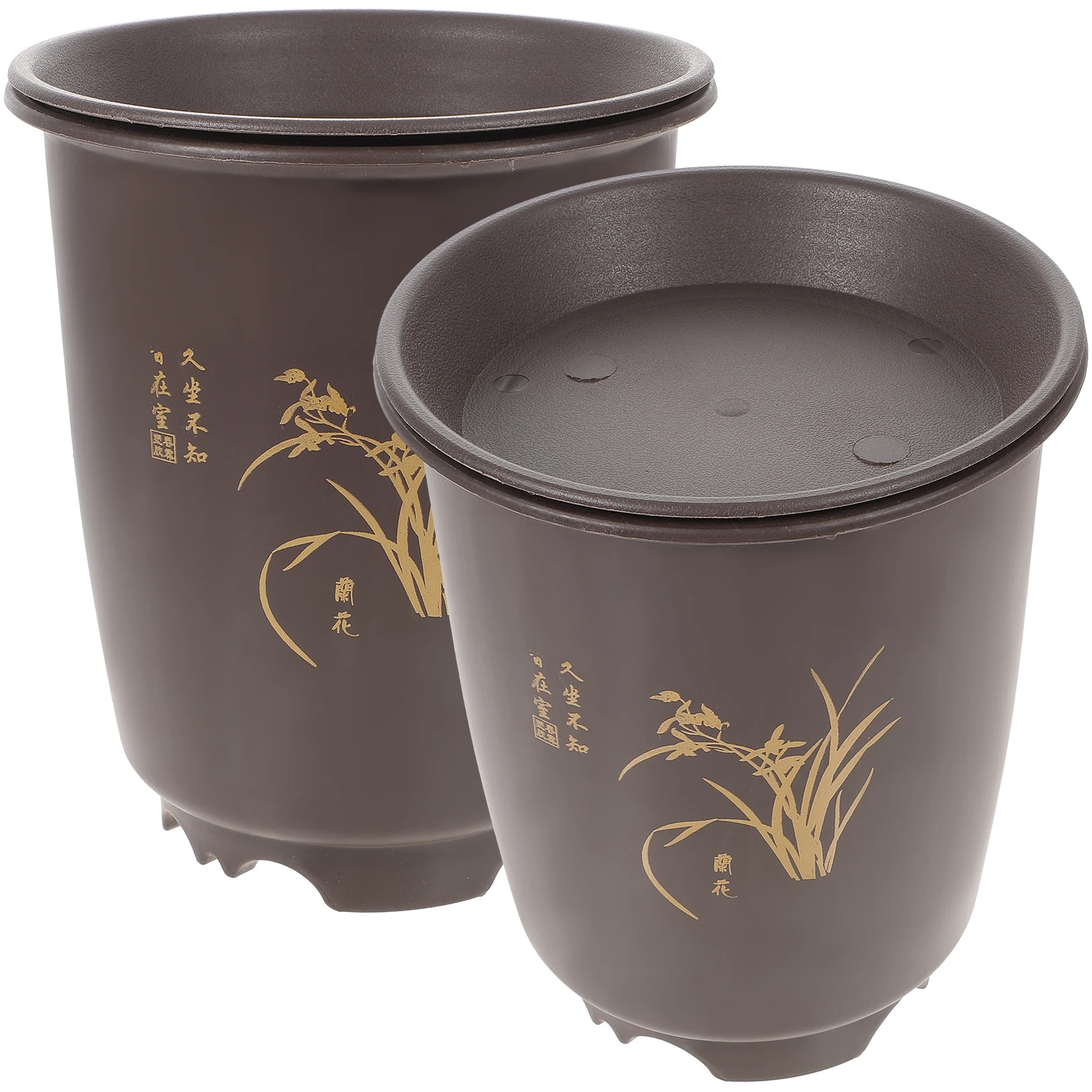 

2 Sets Orchid Pots with Tray Plastic Planters Lightweight Durable Stackable for Orchids African Violets Succulents Decorative