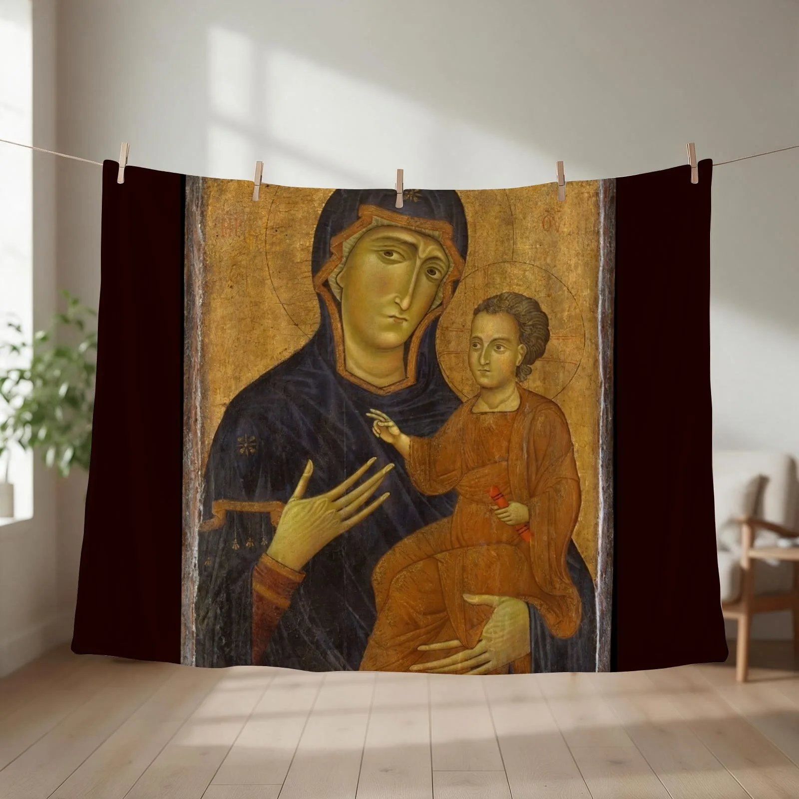 Madonna and Child, Berlinghiero 1300-1500 Throw Blanket couch cozy soft plush fuzzy picnic outdoor blanket