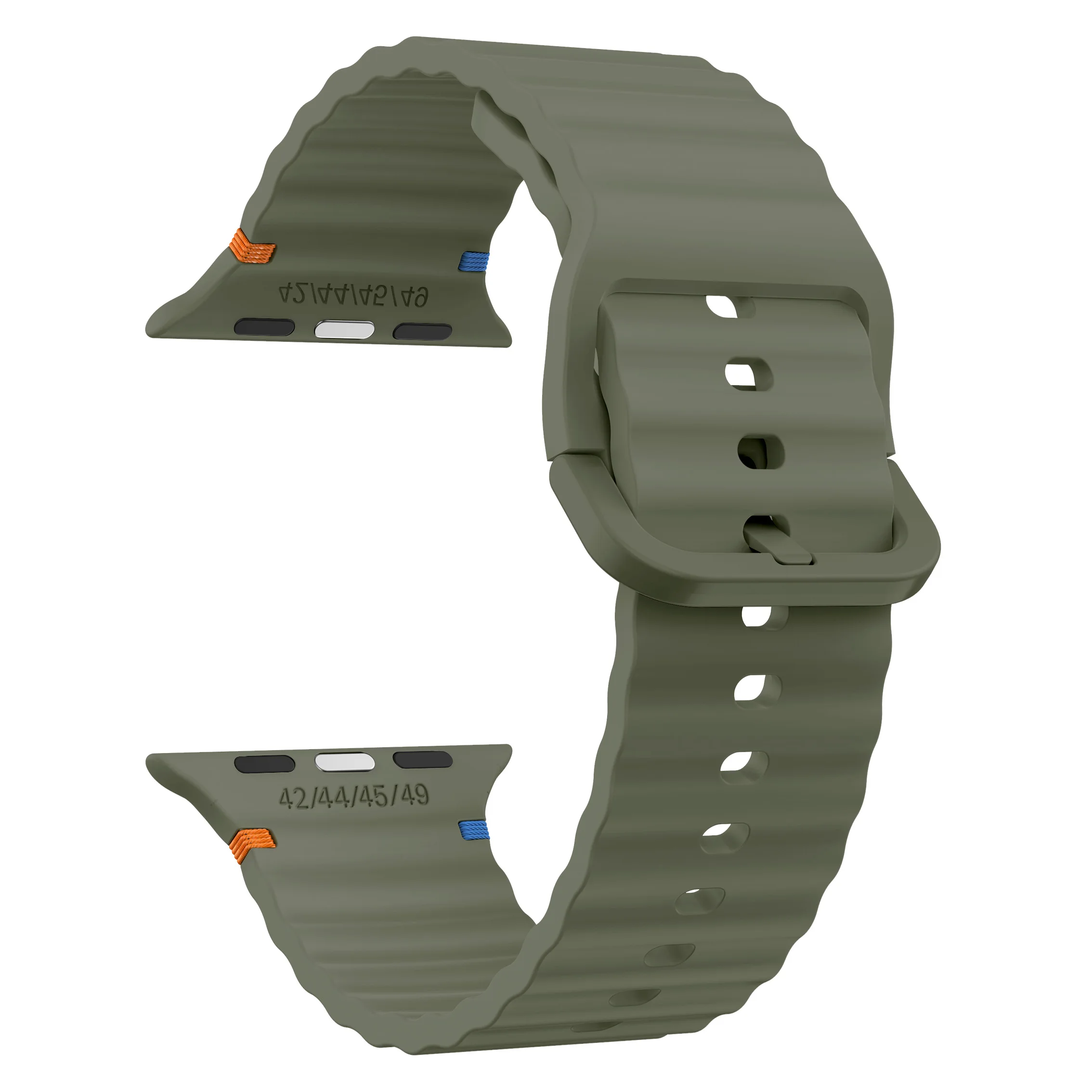 Wellenförmig genähtes Silikonarmband für Apple Watch 12 11 10 46mm 42mm Ultra 4/3/2 49mm Armband iWatch 9 8 SE 45mm 41mm 44mm Band – Detail 20