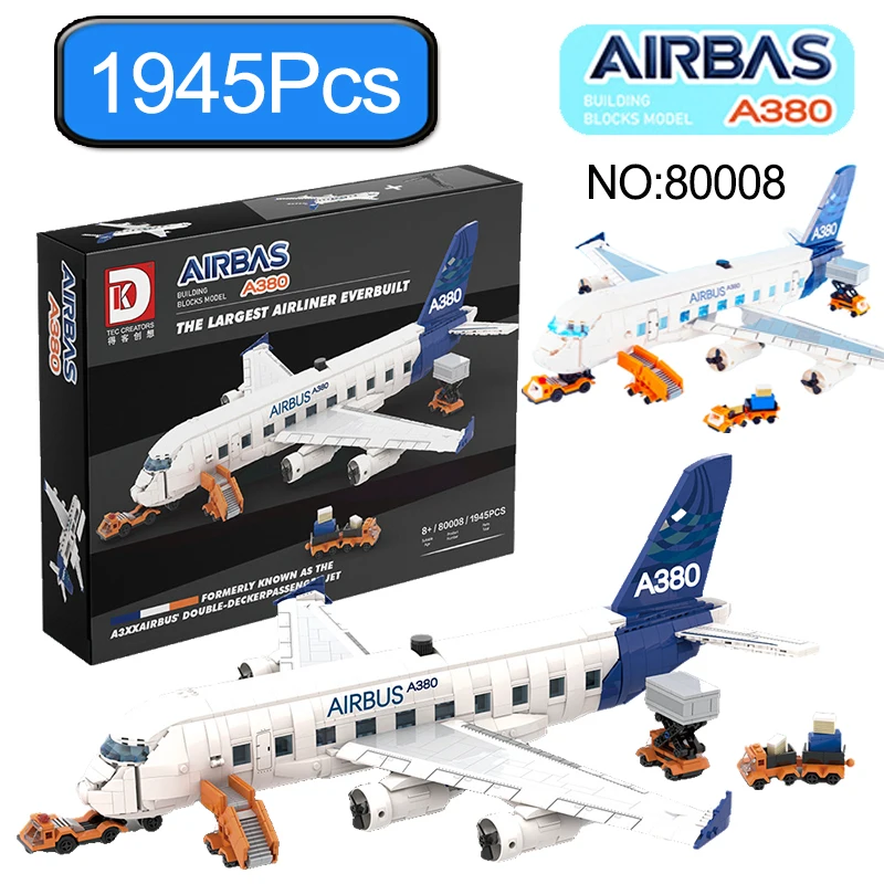 

Airbus A380 Building Blocks Set 1945PCS - Largest Airliner Model Kit Educational Toy for Kids Gift