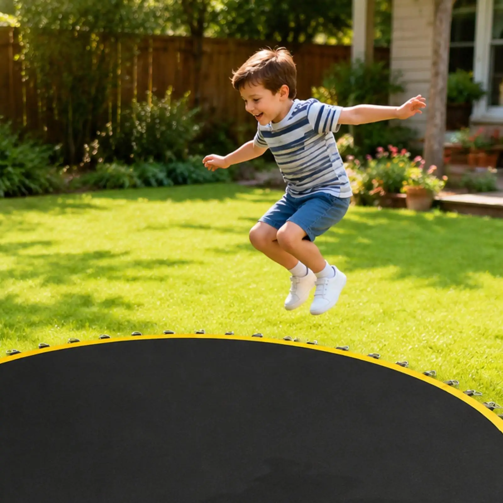 Round Trampoline Jumping Bed Replacement Mat PP Woven Surface with Secure V Rings for Standard Frame Home Use